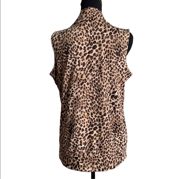 PER SEPTION CONCEPTS Top Leopard Cheetah Print Sleeveless Smock Neck Small - Picture 2 of 2